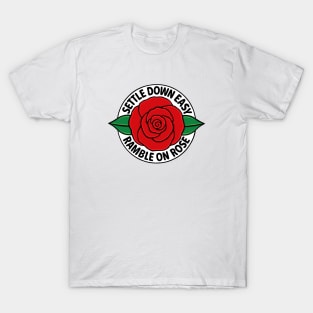 Ramble on Rose. Red Rose with Leaves T-Shirt